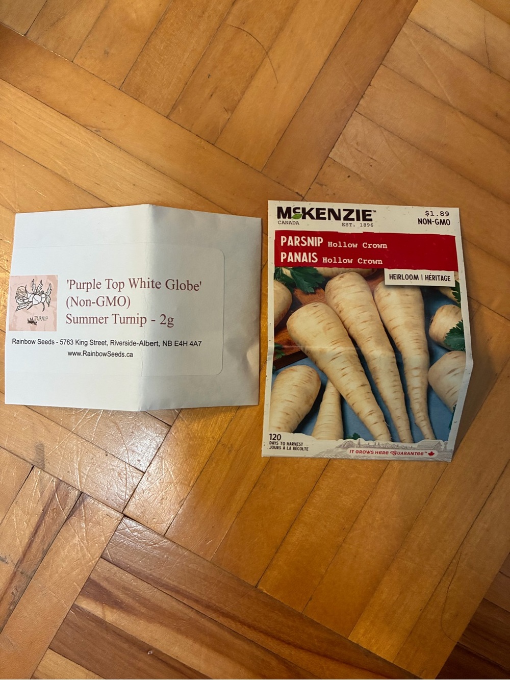 McKenzie Parsnip Seed Packet - White Parsnips & red stalk celery